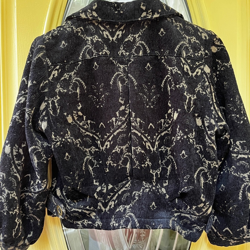 Free People Black/Gold Corduroy Cropped Moto Jacket SALE PRICE FIRM
